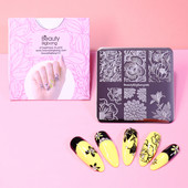 BeautyBigBang 6CM Πρότυπο από ανοξείδωτο χάλυβα Πρότυπο σφραγίδας τέχνης νυχιών Πρότυπο σφράγισης πλάκες Διαφορετική εικόνα λουλουδιών