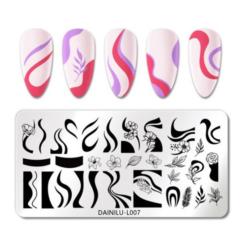 Μαύρο και άσπρο σκακιέρα για σφράγιση πιάτου δικτυωτών νυχιών Πρότυπο μανικιούρ νυχιών στάμπας νυχιών Πλάκες ζωγραφικής εικόνας DIY