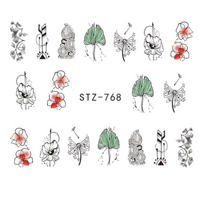 1 τμχ Αυτοκόλλητο με αυτοκόλλητο με νερό αμπέλου μαύρου λουλουδιού Αυτοκόλλητο για νύχια με λουλούδια, Σχέδιο δαντέλας, συρόμενο αυτοκόλλητο διακόσμησης νυχιών DIY Winter Wrap CHSTZ645-658