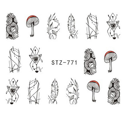 1 τμχ Αυτοκόλλητο με αυτοκόλλητο με νερό αμπέλου μαύρου λουλουδιού Αυτοκόλλητο για νύχια με λουλούδια, Σχέδιο δαντέλας, συρόμενο αυτοκόλλητο διακόσμησης νυχιών DIY Winter Wrap CHSTZ645-658