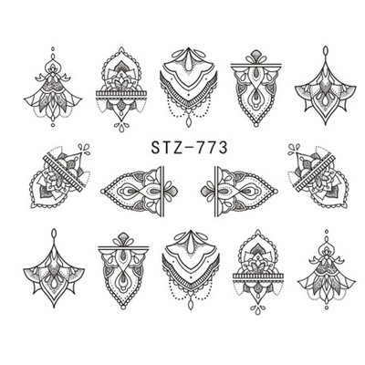 1 τμχ Αυτοκόλλητο με αυτοκόλλητο με νερό αμπέλου μαύρου λουλουδιού Αυτοκόλλητο για νύχια με λουλούδια, Σχέδιο δαντέλας, συρόμενο αυτοκόλλητο διακόσμησης νυχιών DIY Winter Wrap CHSTZ645-658