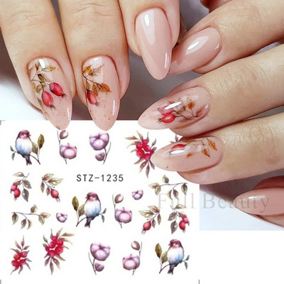 1 τμχ Αυτοκόλλητο με αυτοκόλλητο με νερό αμπέλου μαύρου λουλουδιού Αυτοκόλλητο για νύχια με λουλούδια, Σχέδιο δαντέλας, συρόμενο αυτοκόλλητο διακόσμησης νυχιών DIY Winter Wrap CHSTZ645-658