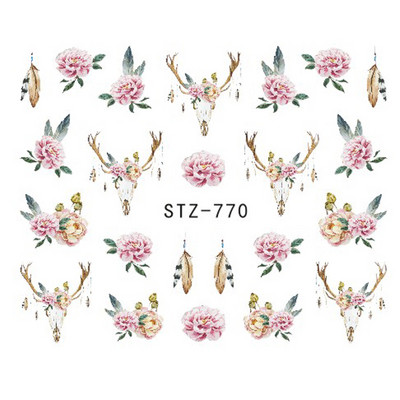 1 τμχ Αυτοκόλλητο με αυτοκόλλητο με νερό αμπέλου μαύρου λουλουδιού Αυτοκόλλητο για νύχια με λουλούδια, Σχέδιο δαντέλας, συρόμενο αυτοκόλλητο διακόσμησης νυχιών DIY Winter Wrap CHSTZ645-658