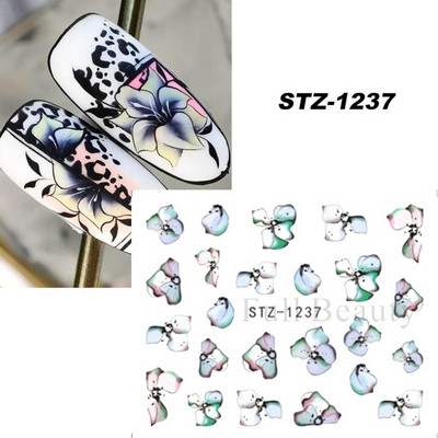 1 τμχ Αυτοκόλλητο με αυτοκόλλητο με νερό αμπέλου μαύρου λουλουδιού Αυτοκόλλητο για νύχια με λουλούδια, Σχέδιο δαντέλας, συρόμενο αυτοκόλλητο διακόσμησης νυχιών DIY Winter Wrap CHSTZ645-658