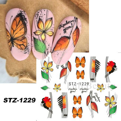 1 τμχ Αυτοκόλλητο με αυτοκόλλητο με νερό αμπέλου μαύρου λουλουδιού Αυτοκόλλητο για νύχια με λουλούδια, Σχέδιο δαντέλας, συρόμενο αυτοκόλλητο διακόσμησης νυχιών DIY Winter Wrap CHSTZ645-658