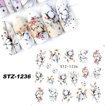 1 τμχ Αυτοκόλλητο με αυτοκόλλητο με νερό αμπέλου μαύρου λουλουδιού Αυτοκόλλητο για νύχια με λουλούδια, Σχέδιο δαντέλας, συρόμενο αυτοκόλλητο διακόσμησης νυχιών DIY Winter Wrap CHSTZ645-658