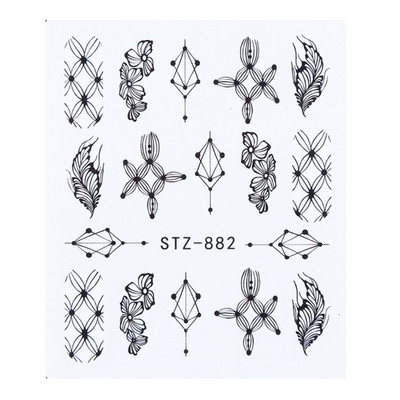 1 τμχ Αυτοκόλλητο με αυτοκόλλητο με νερό αμπέλου μαύρου λουλουδιού Αυτοκόλλητο για νύχια με λουλούδια, Σχέδιο δαντέλας, συρόμενο αυτοκόλλητο διακόσμησης νυχιών DIY Winter Wrap CHSTZ645-658