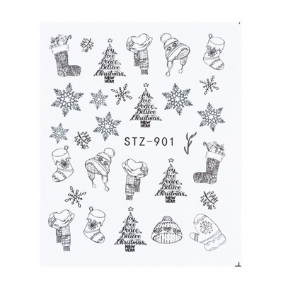 1 τμχ Αυτοκόλλητο με αυτοκόλλητο με νερό αμπέλου μαύρου λουλουδιού Αυτοκόλλητο για νύχια με λουλούδια, Σχέδιο δαντέλας, συρόμενο αυτοκόλλητο διακόσμησης νυχιών DIY Winter Wrap CHSTZ645-658