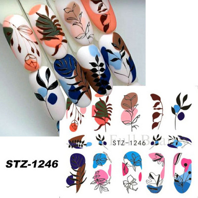 1 τμχ Αυτοκόλλητο με αυτοκόλλητο με νερό αμπέλου μαύρου λουλουδιού Αυτοκόλλητο για νύχια με λουλούδια, Σχέδιο δαντέλας, συρόμενο αυτοκόλλητο διακόσμησης νυχιών DIY Winter Wrap CHSTZ645-658