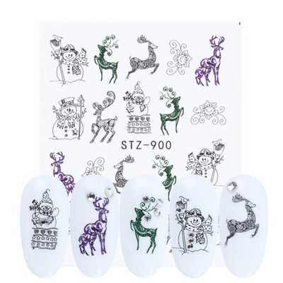 1 τμχ Αυτοκόλλητο με αυτοκόλλητο με νερό αμπέλου μαύρου λουλουδιού Αυτοκόλλητο για νύχια με λουλούδια, Σχέδιο δαντέλας, συρόμενο αυτοκόλλητο διακόσμησης νυχιών DIY Winter Wrap CHSTZ645-658