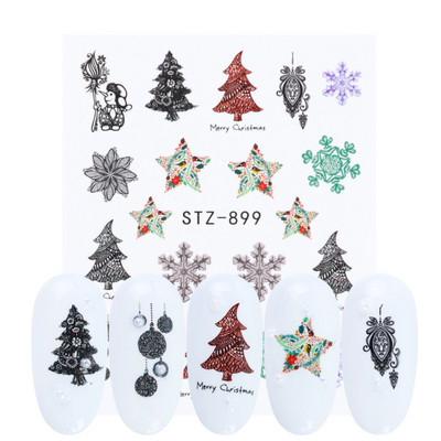 1 τμχ Αυτοκόλλητο με αυτοκόλλητο με νερό αμπέλου μαύρου λουλουδιού Αυτοκόλλητο για νύχια με λουλούδια, Σχέδιο δαντέλας, συρόμενο αυτοκόλλητο διακόσμησης νυχιών DIY Winter Wrap CHSTZ645-658