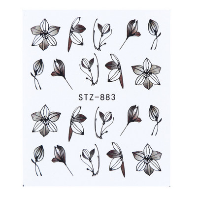 1 τμχ Αυτοκόλλητο με αυτοκόλλητο με νερό αμπέλου μαύρου λουλουδιού Αυτοκόλλητο για νύχια με λουλούδια, Σχέδιο δαντέλας, συρόμενο αυτοκόλλητο διακόσμησης νυχιών DIY Winter Wrap CHSTZ645-658