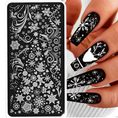6Χ12 εκ. Snowflake Christmas Nail Art Stamping 1-τμχ Ανοξείδωτο ατσάλι Xmas Tranfer Nail Stamping For Polish Printing Template DJA-2