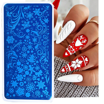 6Χ12 εκ. Snowflake Christmas Nail Art Stamping 1-τμχ Ανοξείδωτο ατσάλι Xmas Tranfer Nail Stamping For Polish Printing Template DJA-2