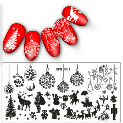 6Χ12 εκ. Snowflake Christmas Nail Art Stamping 1-τμχ Ανοξείδωτο ατσάλι Xmas Tranfer Nail Stamping For Polish Printing Template DJA-2