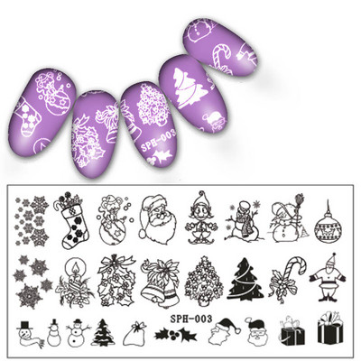 6Χ12 εκ. Snowflake Christmas Nail Art Stamping 1-τμχ Ανοξείδωτο ατσάλι Xmas Tranfer Nail Stamping For Polish Printing Template DJA-2
