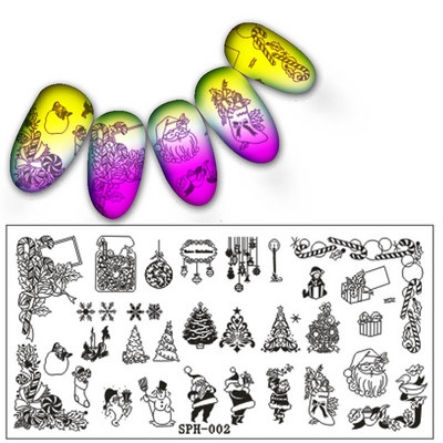 6Χ12 εκ. Snowflake Christmas Nail Art Stamping 1-τμχ Ανοξείδωτο ατσάλι Xmas Tranfer Nail Stamping For Polish Printing Template DJA-2