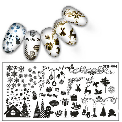 6Χ12 εκ. Snowflake Christmas Nail Art Stamping 1-τμχ Ανοξείδωτο ατσάλι Xmas Tranfer Nail Stamping For Polish Printing Template DJA-2