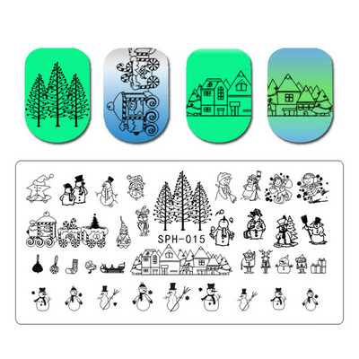 6Χ12 εκ. Snowflake Christmas Nail Art Stamping 1-τμχ Ανοξείδωτο ατσάλι Xmas Tranfer Nail Stamping For Polish Printing Template DJA-2