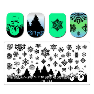 6Χ12 εκ. Snowflake Christmas Nail Art Stamping 1-τμχ Ανοξείδωτο ατσάλι Xmas Tranfer Nail Stamping For Polish Printing Template DJA-2