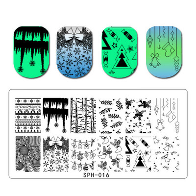 6Χ12 εκ. Snowflake Christmas Nail Art Stamping 1-τμχ Ανοξείδωτο ατσάλι Xmas Tranfer Nail Stamping For Polish Printing Template DJA-2