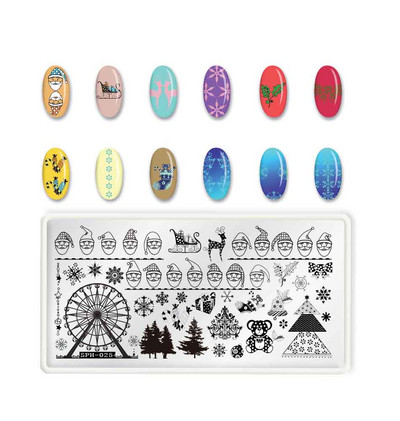 6Χ12 εκ. Snowflake Christmas Nail Art Stamping 1-τμχ Ανοξείδωτο ατσάλι Xmas Tranfer Nail Stamping For Polish Printing Template DJA-2