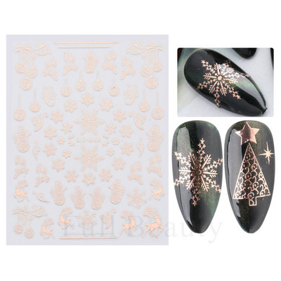 Μπλε χριστουγεννιάτικα αυτοκόλλητα νυχιών Κλαδιά χιονιού Sliders δέντρου Χειμερινά στολίδια Μανικιούρ Decal Nail Art Διακόσμηση CHF812