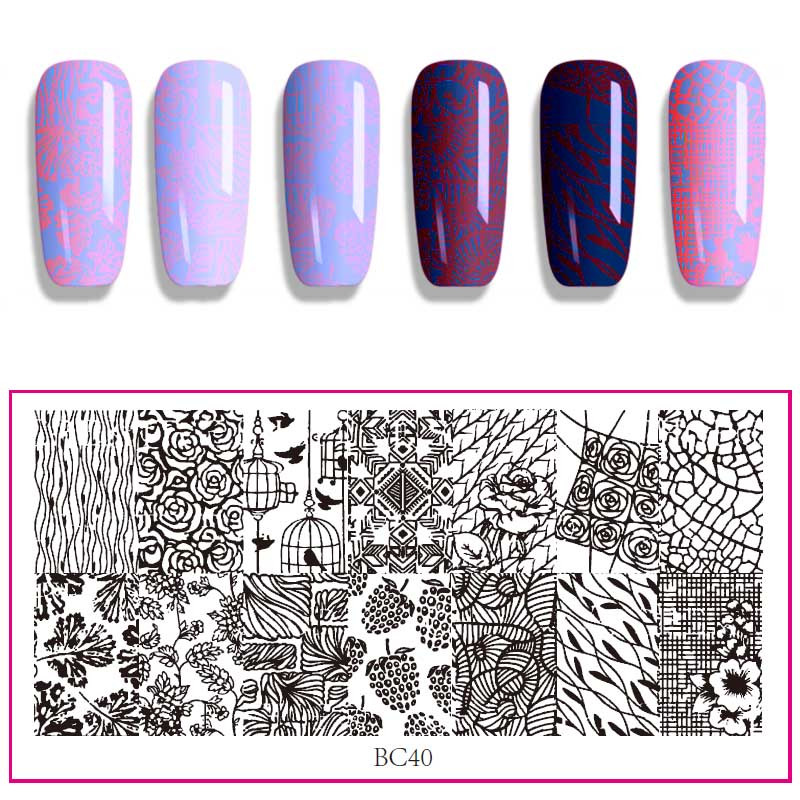 Küünte stantsimisplaadid Lilled Geomeetrilised jooned Lõigatud Loomad Muster Küünte Kunst Templitemplite Mall Pildiplaat Šabloon Küünte tööriist