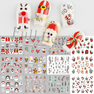 12 τεμ. Χριστουγεννιάτικο Νερό Αυτοκόλλητα Νυχιών Άγιος Βασίλης Αυτοκόλλητα νυχιών ελάφια πιγκουίνοι Χαριτωμένα συρόμενα κινούμενα σχέδια Πρωτοχρονιάτικο ντεκόρ 2023 GLJF97-108
