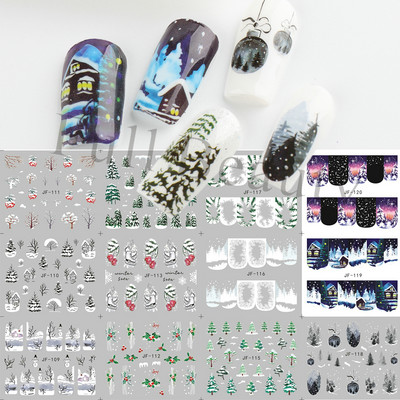 12 τεμ. Χριστουγεννιάτικο Νερό Αυτοκόλλητα Νυχιών Άγιος Βασίλης Αυτοκόλλητα νυχιών ελάφια πιγκουίνοι Χαριτωμένα συρόμενα κινούμενα σχέδια Πρωτοχρονιάτικο ντεκόρ 2023 GLJF97-108