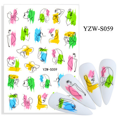 Μαύρες σέξι γυναικείες κάλτσες Μοτίβο χειρονομίας Αυτοκόλλητο νυχιών μεταφοράς νερού Χαρακτήρας Εικόνα υδατογράφημα τατουάζ Decal DIY Nail Art Slider