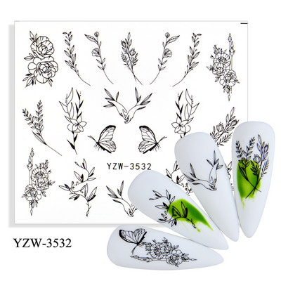 Μαύρες σέξι γυναικείες κάλτσες Μοτίβο χειρονομίας Αυτοκόλλητο νυχιών μεταφοράς νερού Χαρακτήρας Εικόνα υδατογράφημα τατουάζ Decal DIY Nail Art Slider