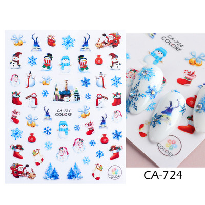 Τρισδιάστατα χριστουγεννιάτικα αυτοκόλλητα διακόσμησης νυχιών αστραφτερά χρυσά Λευκά πολύχρωμα γκλίτερ Γεωμετρία Snowflake Winter Slider Nail Foils CHF712