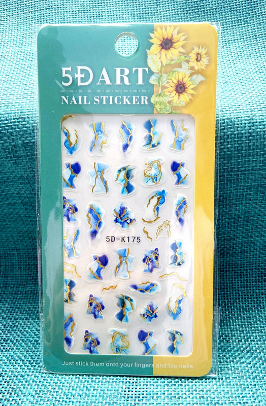 Sinine marmor suitsukuldne raam 5D küünekleebised lilled geomeetrilised jooned dekoor Akrüül reljeefsed liugurid küünekleebised maniküür