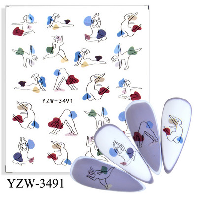 1 ΤΕΜ Αυτοκόλλητα σε σχήμα κυρίας για λουλούδια για νύχια Αξεσουάρ διακόσμησης με αυτοκόλλητο νυχιών με τατουάζ με νερό