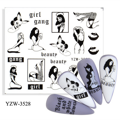 1 ΤΕΜ Αυτοκόλλητα σε σχήμα κυρίας για λουλούδια για νύχια Αξεσουάρ διακόσμησης με αυτοκόλλητο νυχιών με τατουάζ με νερό