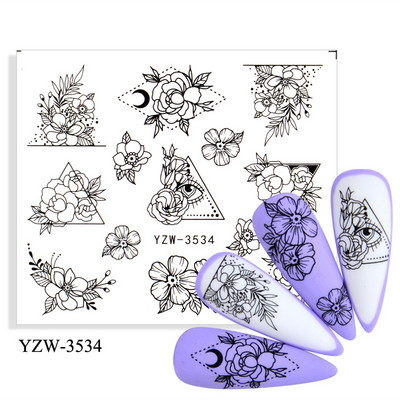 1 ΤΕΜ Αυτοκόλλητα σε σχήμα κυρίας για λουλούδια για νύχια Αξεσουάρ διακόσμησης με αυτοκόλλητο νυχιών με τατουάζ με νερό