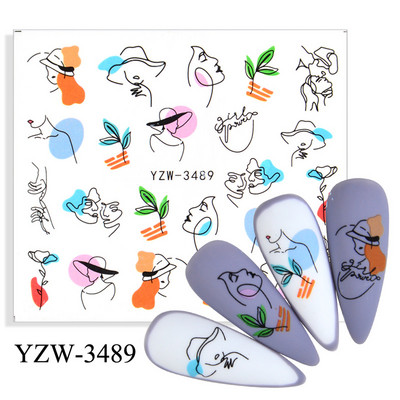 1 ΤΕΜ Αυτοκόλλητα σε σχήμα κυρίας για λουλούδια για νύχια Αξεσουάρ διακόσμησης με αυτοκόλλητο νυχιών με τατουάζ με νερό