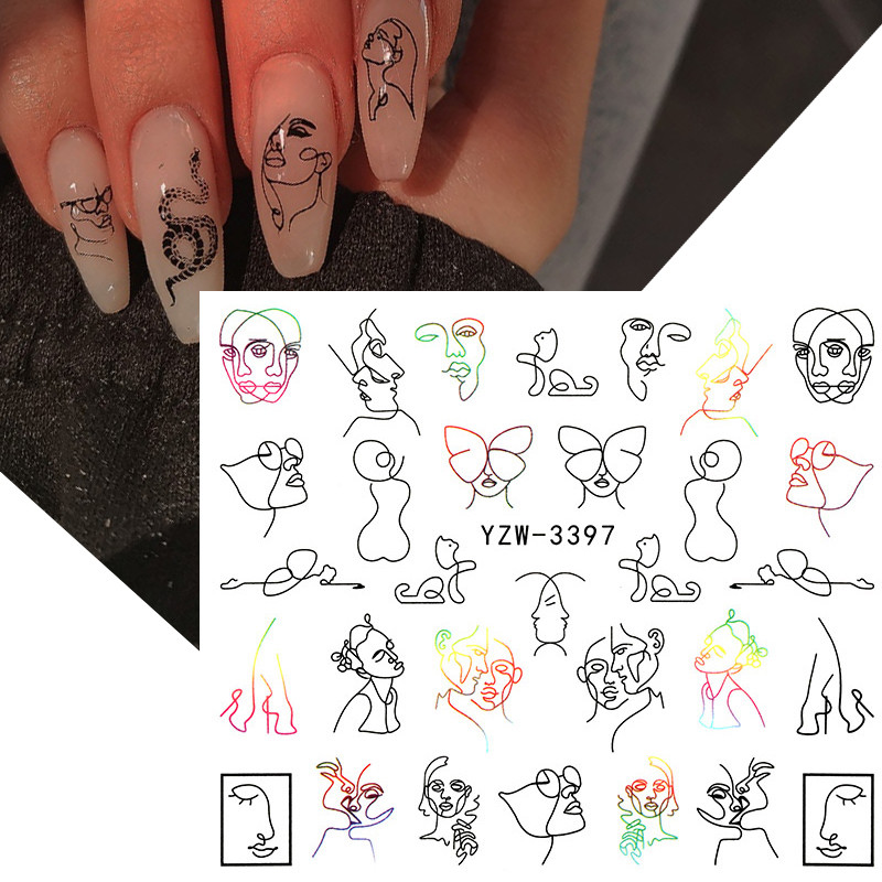 1 ΤΕΜ Αυτοκόλλητα σε σχήμα κυρίας για λουλούδια για νύχια Αξεσουάρ διακόσμησης με αυτοκόλλητο νυχιών με τατουάζ με νερό