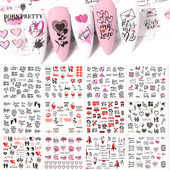Valentines Heart Letter Flower Nail Sliders Sliders for Nails Water Decals Αυτοκόλλητα Συμβουλές για μανικιούρ Nail Art Διακόσμηση