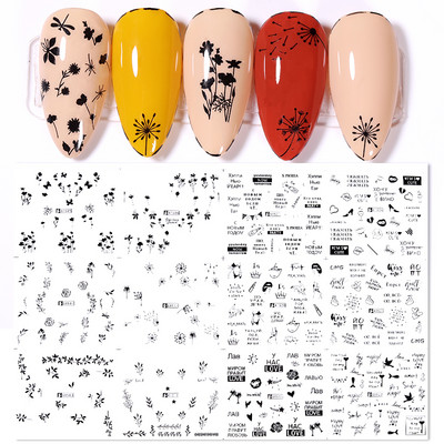 Valentines Heart Letter Flower Nail Sliders Sliders for Nails Water Decals Αυτοκόλλητα Συμβουλές για μανικιούρ Nail Art Διακόσμηση