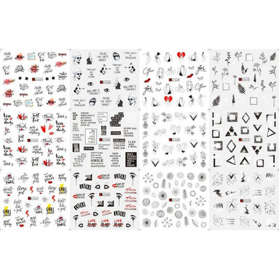 Valentines Heart Letter Flower Nail Sliders Sliders for Nails Water Decals Αυτοκόλλητα Συμβουλές για μανικιούρ Nail Art Διακόσμηση