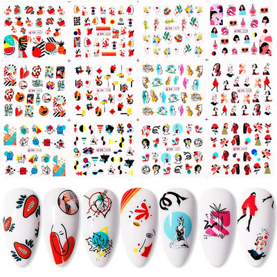 Valentines Heart Letter Flower Nail Sliders Sliders for Nails Water Decals Αυτοκόλλητα Συμβουλές για μανικιούρ Nail Art Διακόσμηση