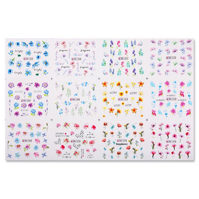 Valentines Heart Letter Flower Nail Sliders Sliders for Nails Water Decals Αυτοκόλλητα Συμβουλές για μανικιούρ Nail Art Διακόσμηση