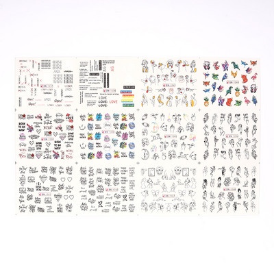 Valentines Heart Letter Flower Nail Sliders Sliders for Nails Water Decals Αυτοκόλλητα Συμβουλές για μανικιούρ Nail Art Διακόσμηση