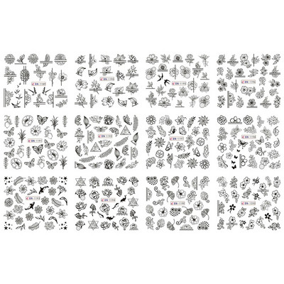 Valentines Heart Letter Flower Nail Sliders Sliders for Nails Water Decals Αυτοκόλλητα Συμβουλές για μανικιούρ Nail Art Διακόσμηση