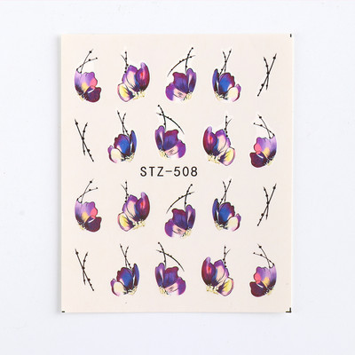 1 φύλλο Αυτοκόλλητα νυχιών με λουλούδια/φλαμίνγκο/φτερά Αυτοκόλλητα μεταφοράς νερού Αυτοκόλλητα για τατουάζ Διακόσμηση μανικιούρ LASTZ501-512