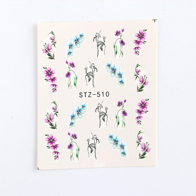 1 φύλλο Αυτοκόλλητα νυχιών με λουλούδια/φλαμίνγκο/φτερά Αυτοκόλλητα μεταφοράς νερού Αυτοκόλλητα για τατουάζ Διακόσμηση μανικιούρ LASTZ501-512