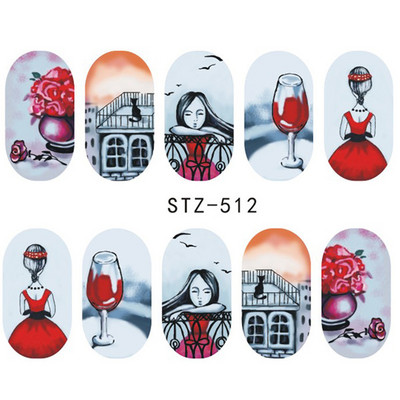 1 φύλλο Αυτοκόλλητα νυχιών με λουλούδια/φλαμίνγκο/φτερά Αυτοκόλλητα μεταφοράς νερού Αυτοκόλλητα για τατουάζ Διακόσμηση μανικιούρ LASTZ501-512