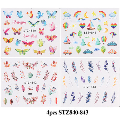 1 φύλλο Αυτοκόλλητα νυχιών με λουλούδια/φλαμίνγκο/φτερά Αυτοκόλλητα μεταφοράς νερού Αυτοκόλλητα για τατουάζ Διακόσμηση μανικιούρ LASTZ501-512